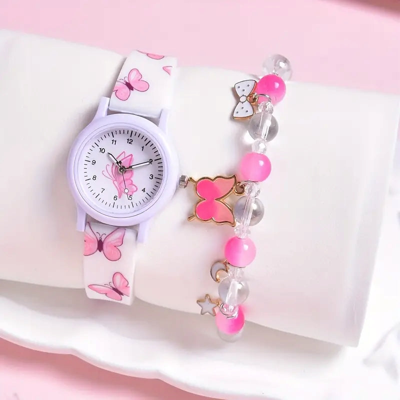 White watch butterfly bracelet for girls gift beautiful watch