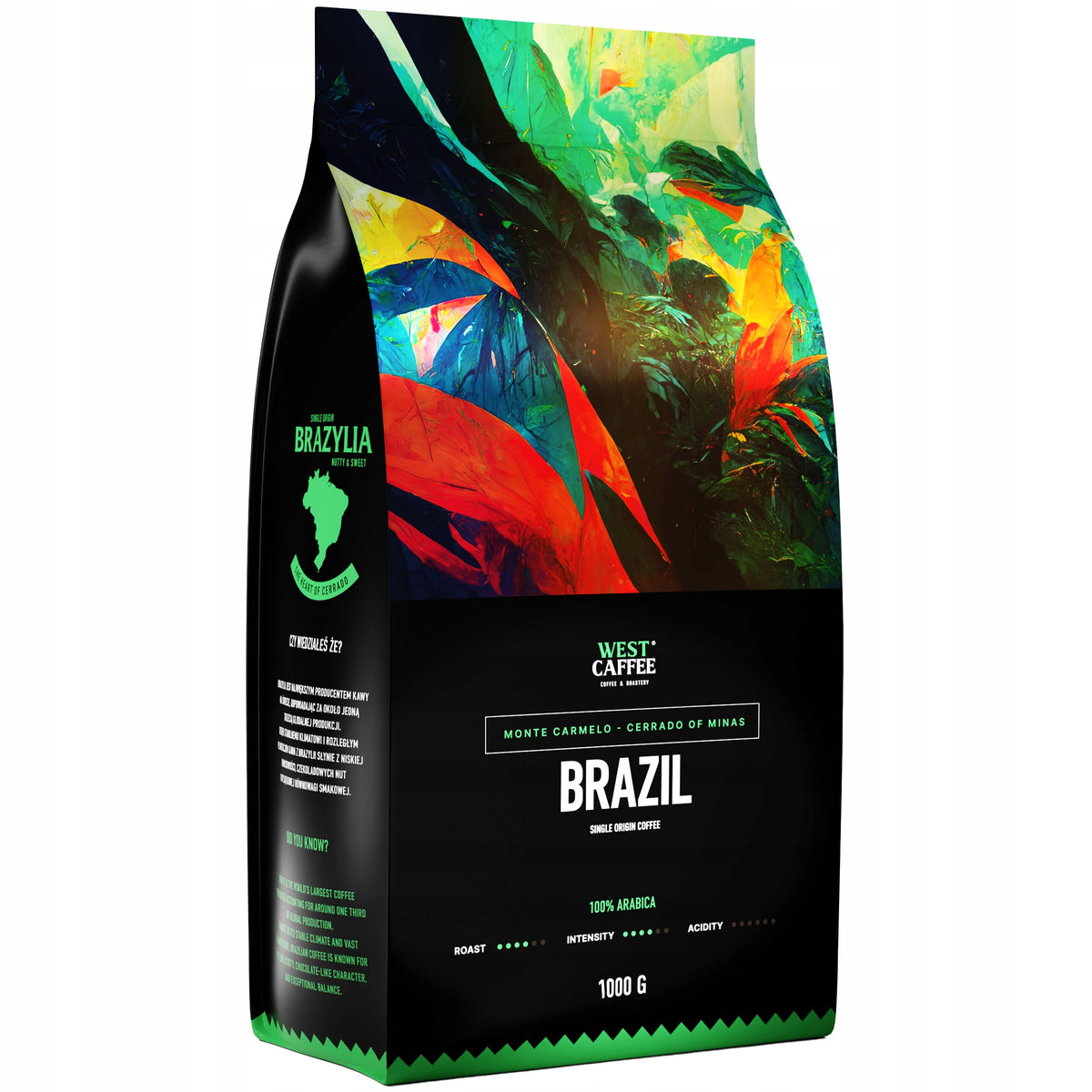 Whole Bean Coffee West Caffee Brazil Monte Carmelo 100% Arabica 1 kg