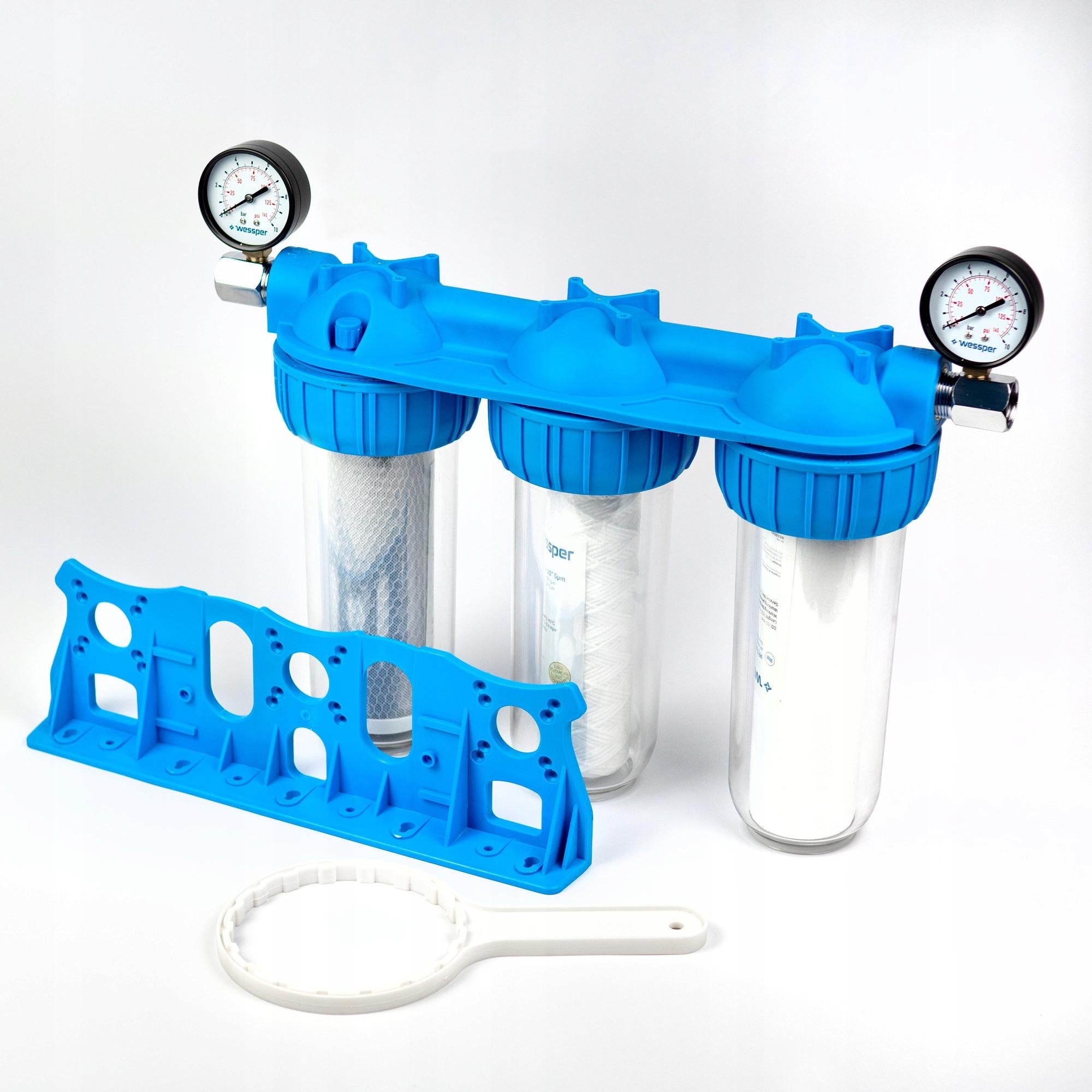Whole House Water Filter 3/4 Inch 3 Degree For Home + 9x Filter 2x Pressure Gauge Packaging status original