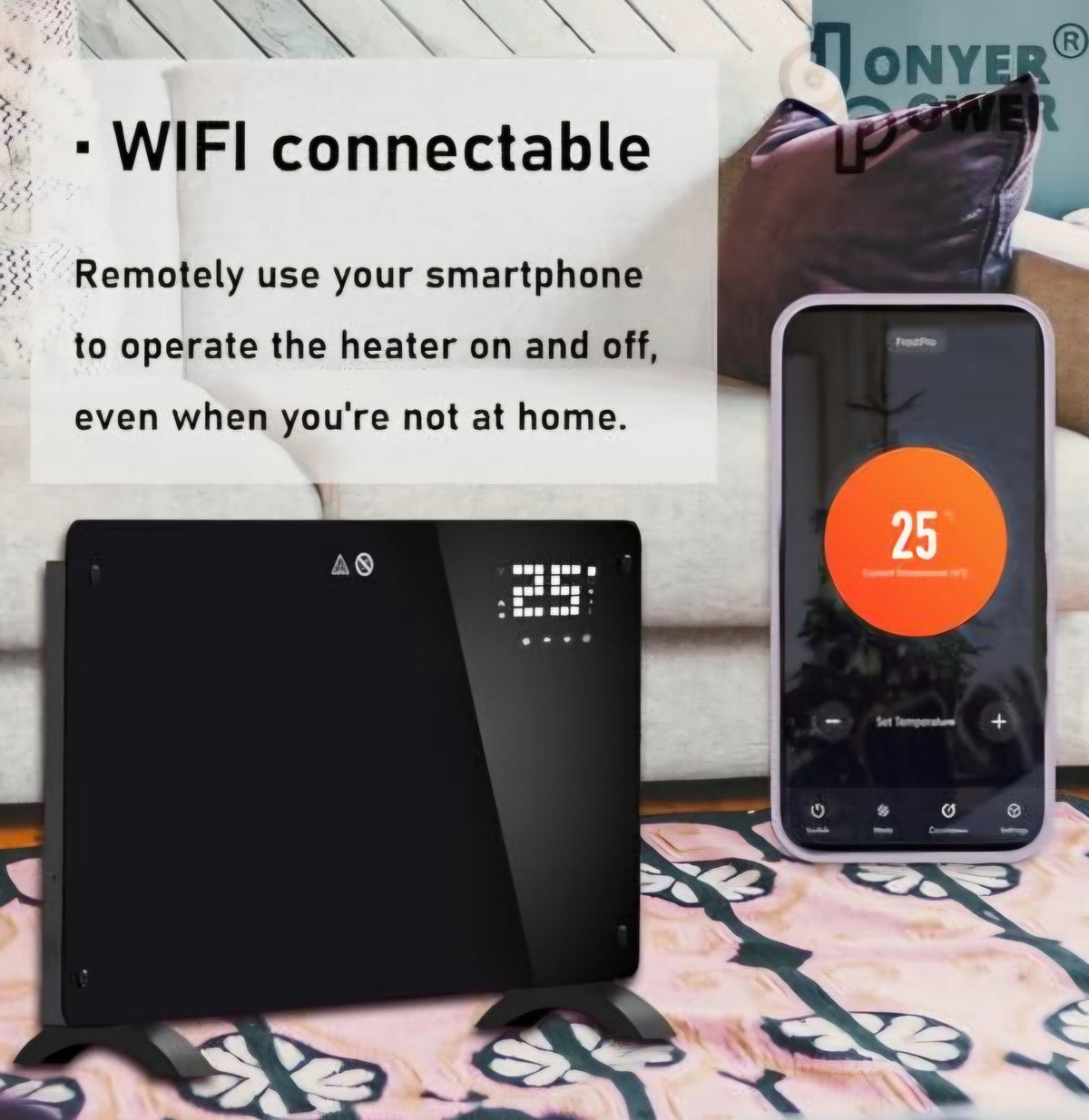Wi-Fi Convector Heater Electric Glass Touch 1000W LED Thermostat Manufacturer code 5906892121388