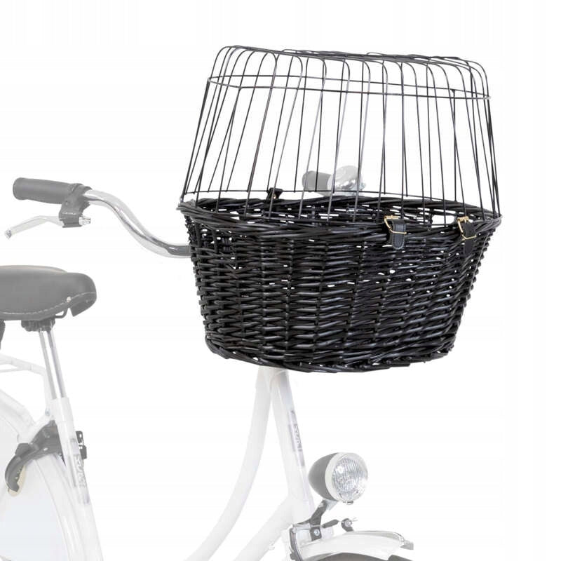Wicker basket for bike 50x41x35cm black for dog and cat