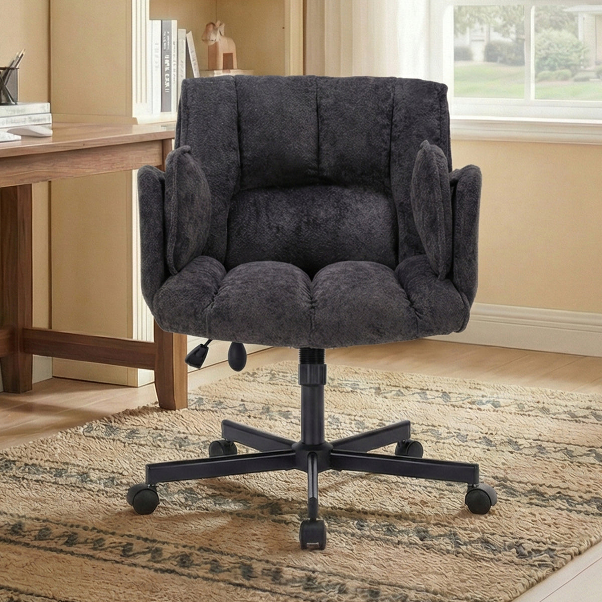 Wide Cross-Leg Chair with Foldable Arms & Adjustable Lumbar Air Support Brand no brand