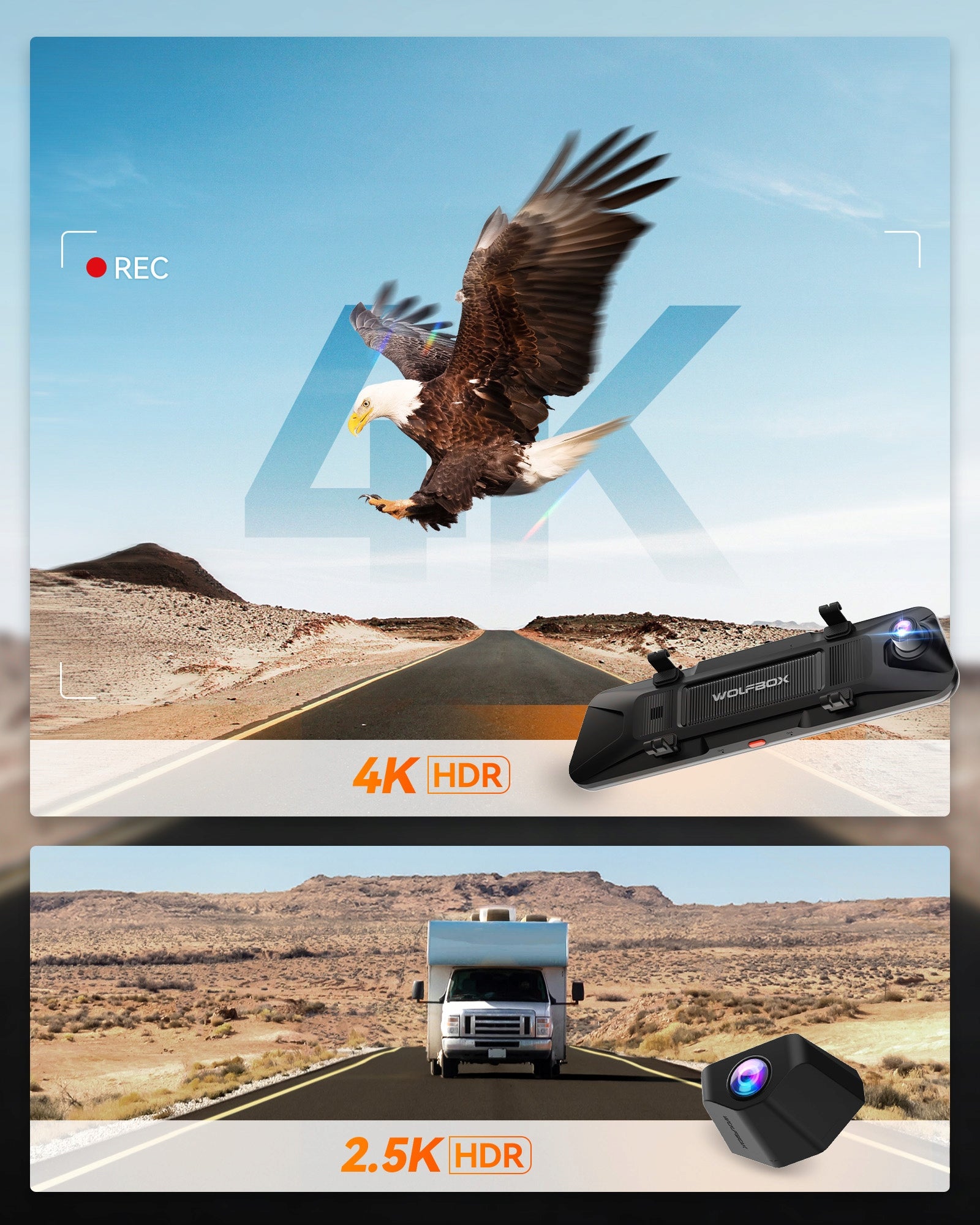 Wideorejestrator 4K WOLFBOX G900 PRO 4K+2.5K Mirror STARVIS2 128GB WiFi GPS Brand no brand
