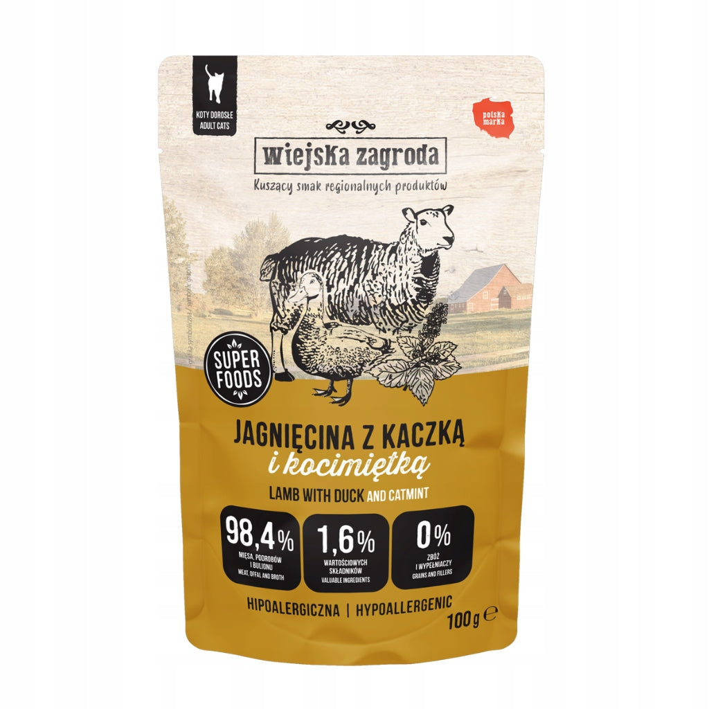 Wiejska Zagroda Cat food Lamb with duck and catnip 12x100g Manufacturer code Wiejska Zagroda karma mokra dla kota