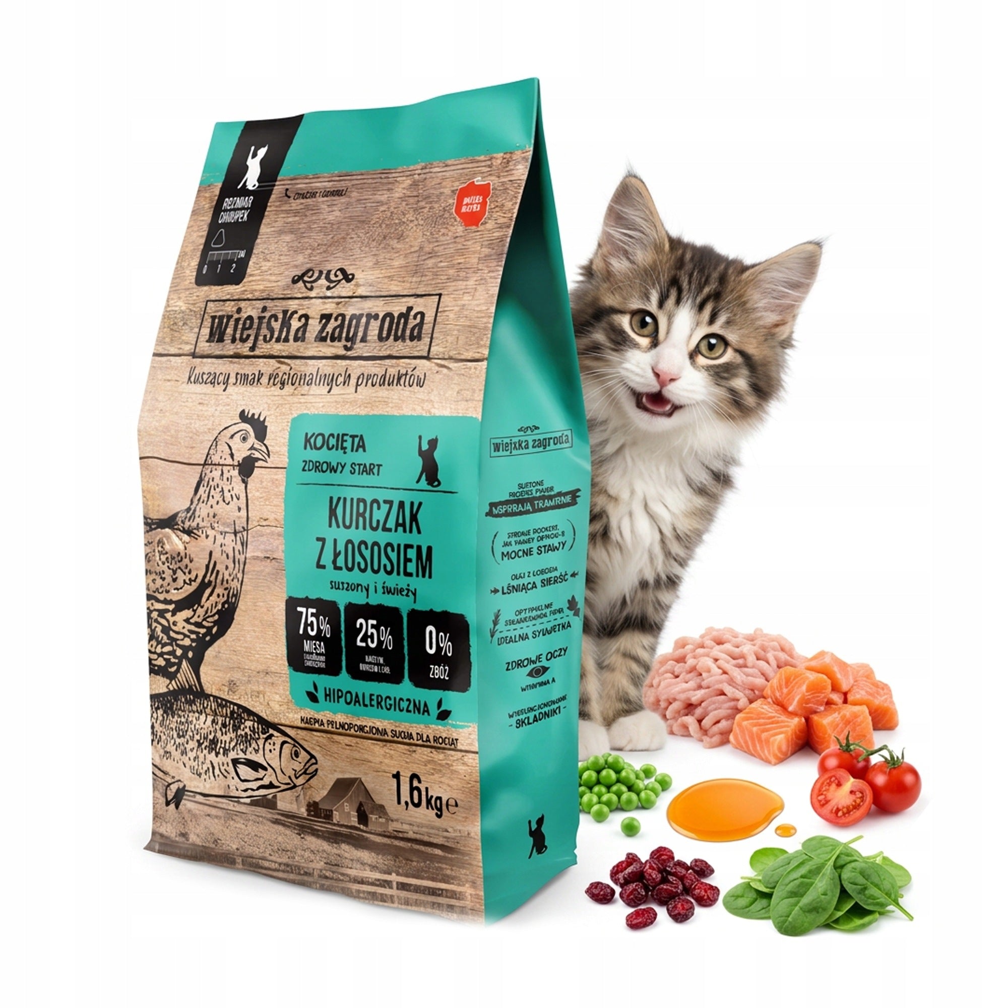 Wiejska Zagroda Chicken with Salmon 1.6kg Dry Food for Kittens