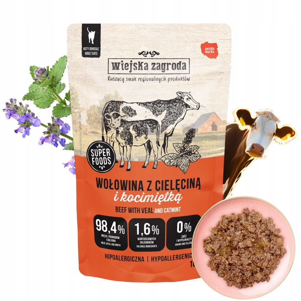 Wiejska Zagroda Wet cat food Beef with veal and catnip 12x1 Brand Wiejska Zagroda