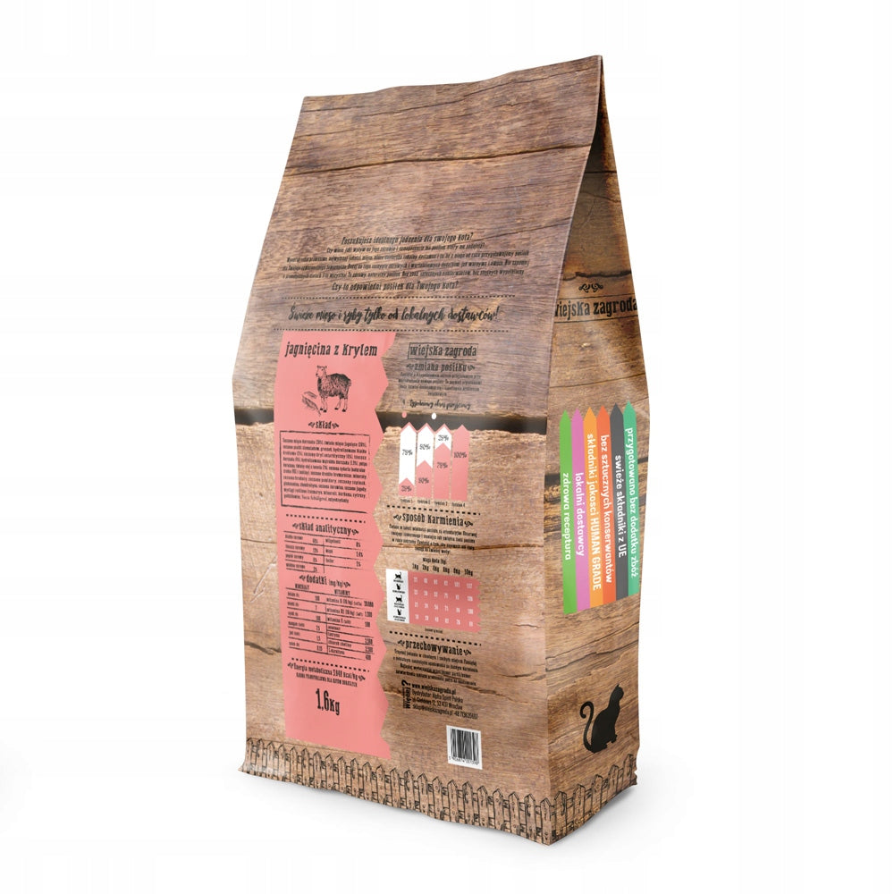 Wiejska Zagroda dry cat food LAMB KRILL 1,6kg Packaging status original