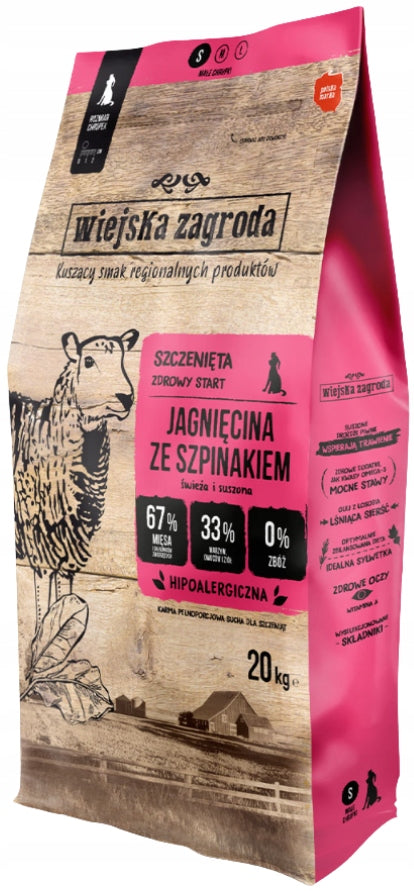Wiejska Zagroda dry food for puppies lamb with spinach 20 kg