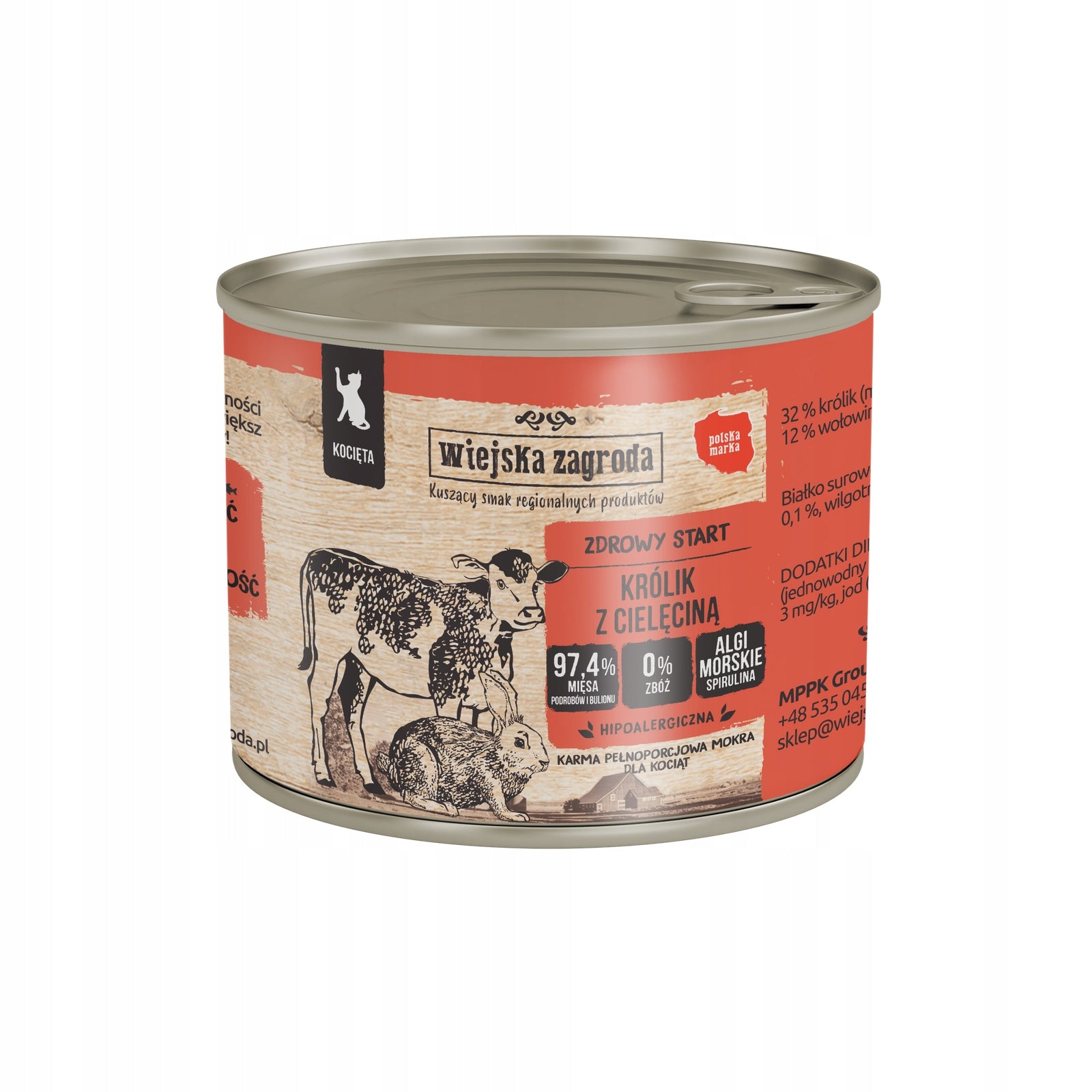 Wiejska Zagroda wet food for kittens Rabbit with veal 200g