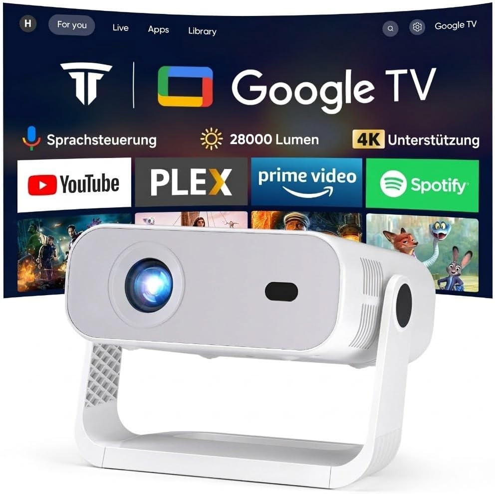 Wielio 2026 Google TV Full HD Projector 1080p WiFi 6 Bluetooth 5.2