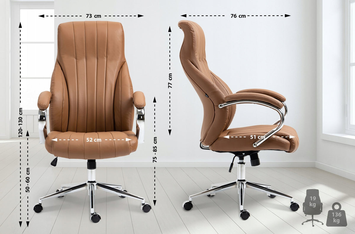 Wigan office chair genuine leather, light brown Brand CLP