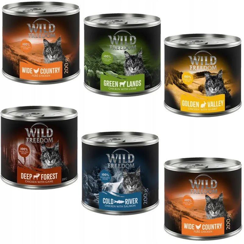 Wild Freedom Adult for cat Mix of flavors 6x 200g 98% meat