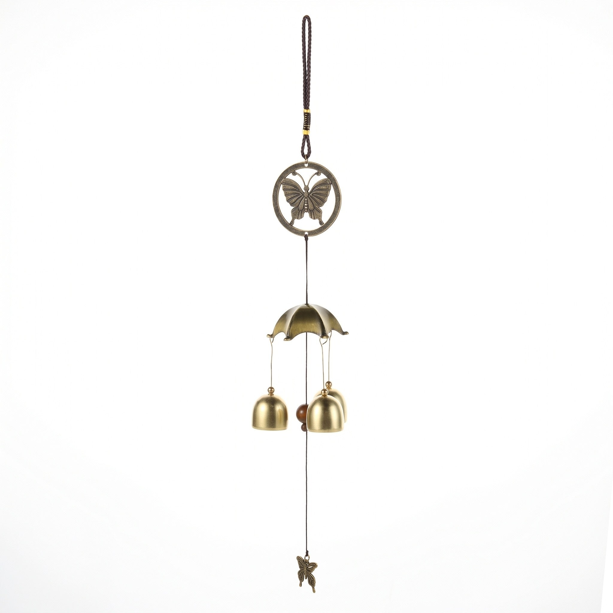Wind chimes antique brown metal for garden 42 cm ornament pendant