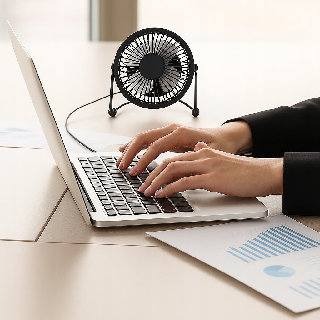 Windmill Desk Fan USB Mini Metal Enclosure and Blades Sturdy Brand no brand