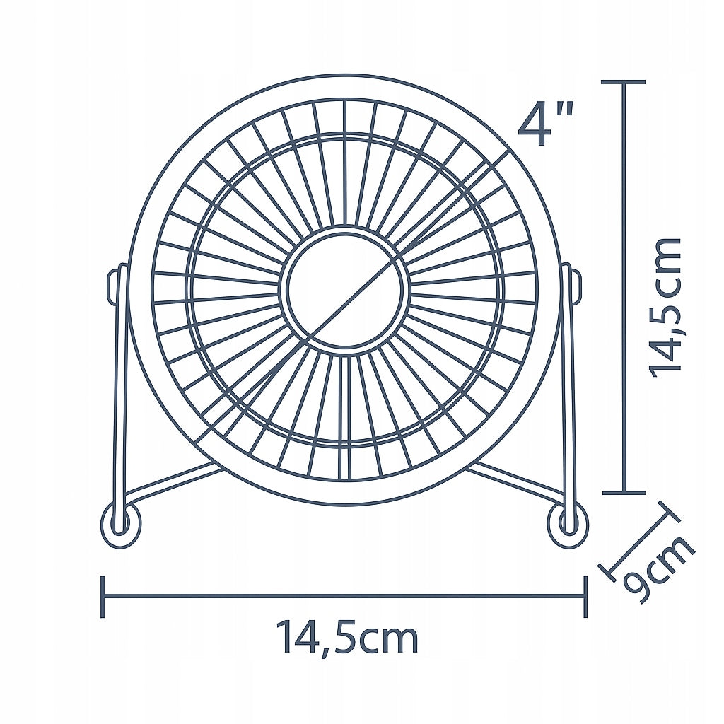Windmill Desk Fan USB Mini Metal Enclosure and Blades Sturdy Fan type mini