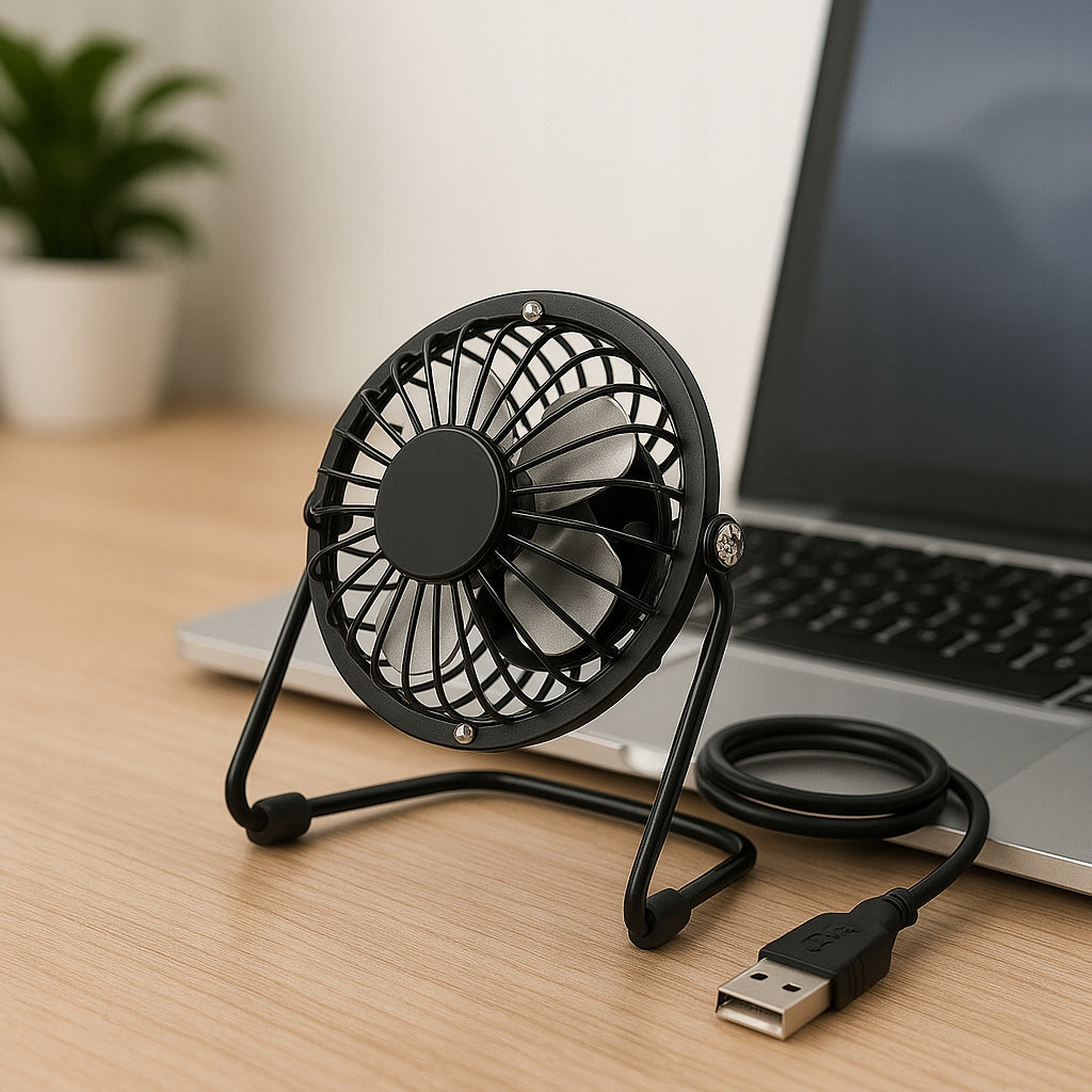 Windmill Desk Fan USB Mini Metal Enclosure and Blades Sturdy Model EliteSun