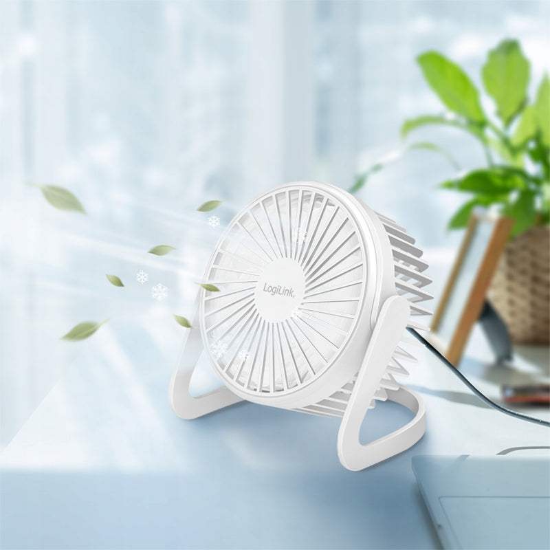 Windmill Desk Fan USB White LogiLink 12,7 cm Quiet 30dB Adjustable Model UA0402