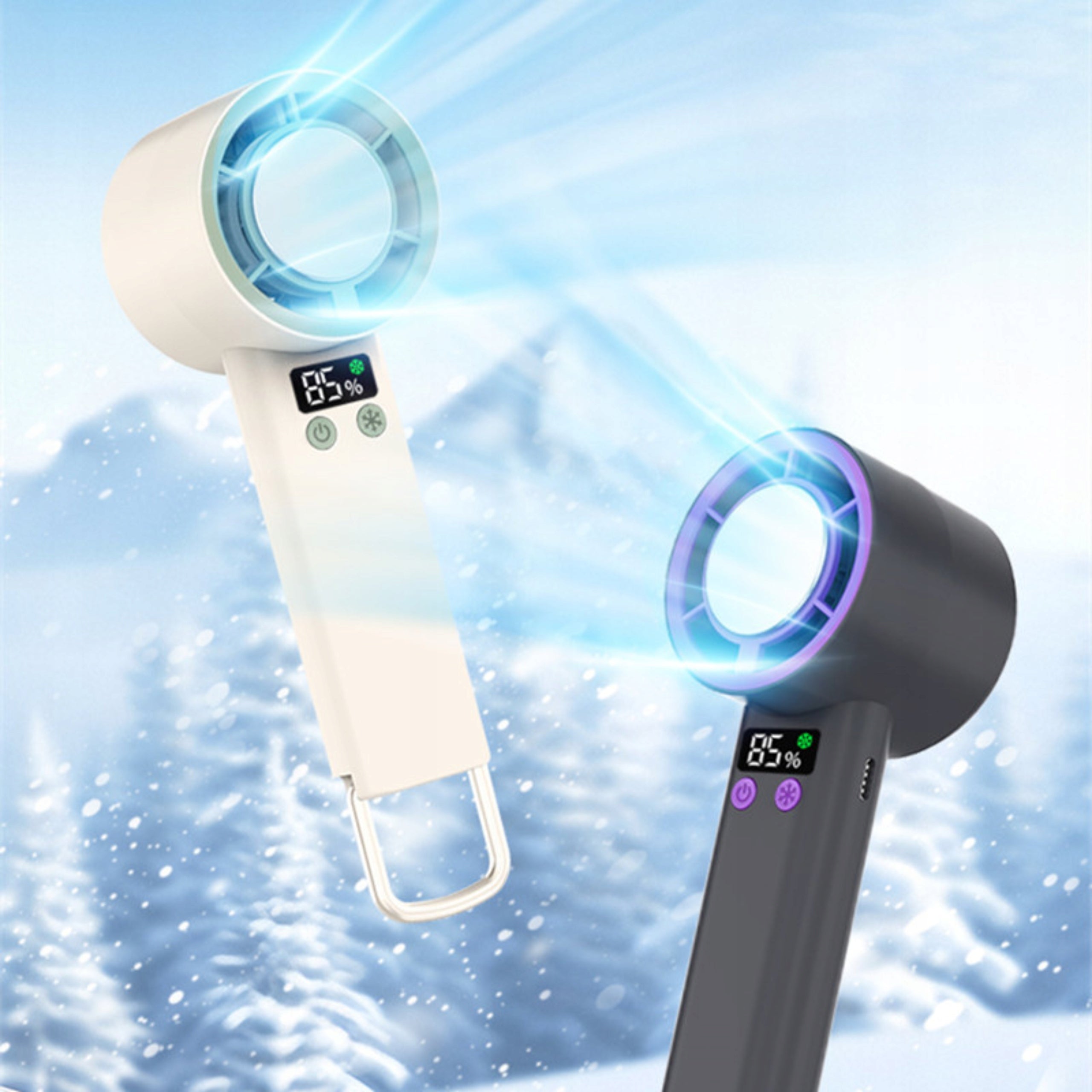 Windmill Handheld Fan Mini Rechargeable Portable Black for Beach Packaging status original