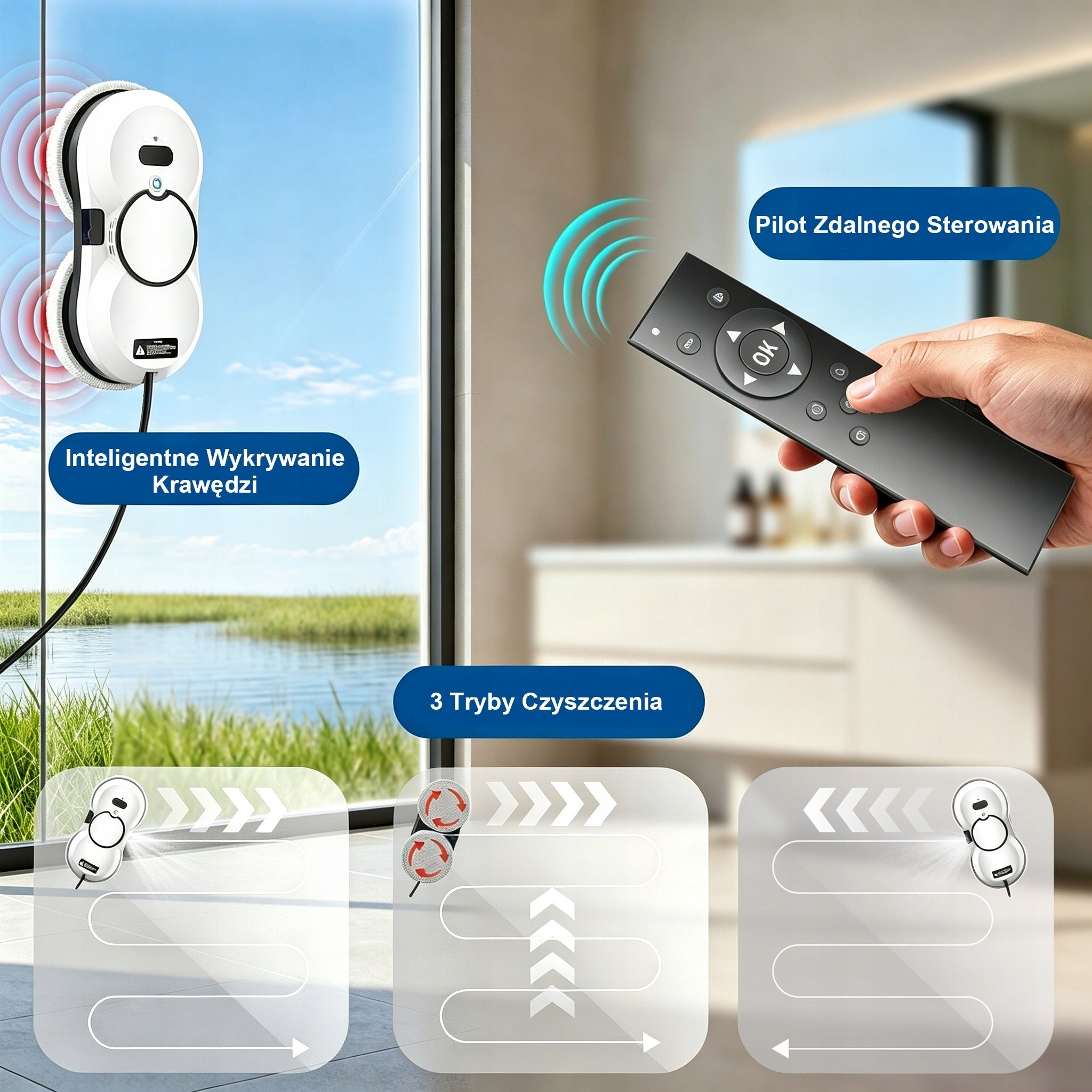 Window Cleaning Robot with 5600 Pa Suction Force and Automatic Spraying Packaging status original