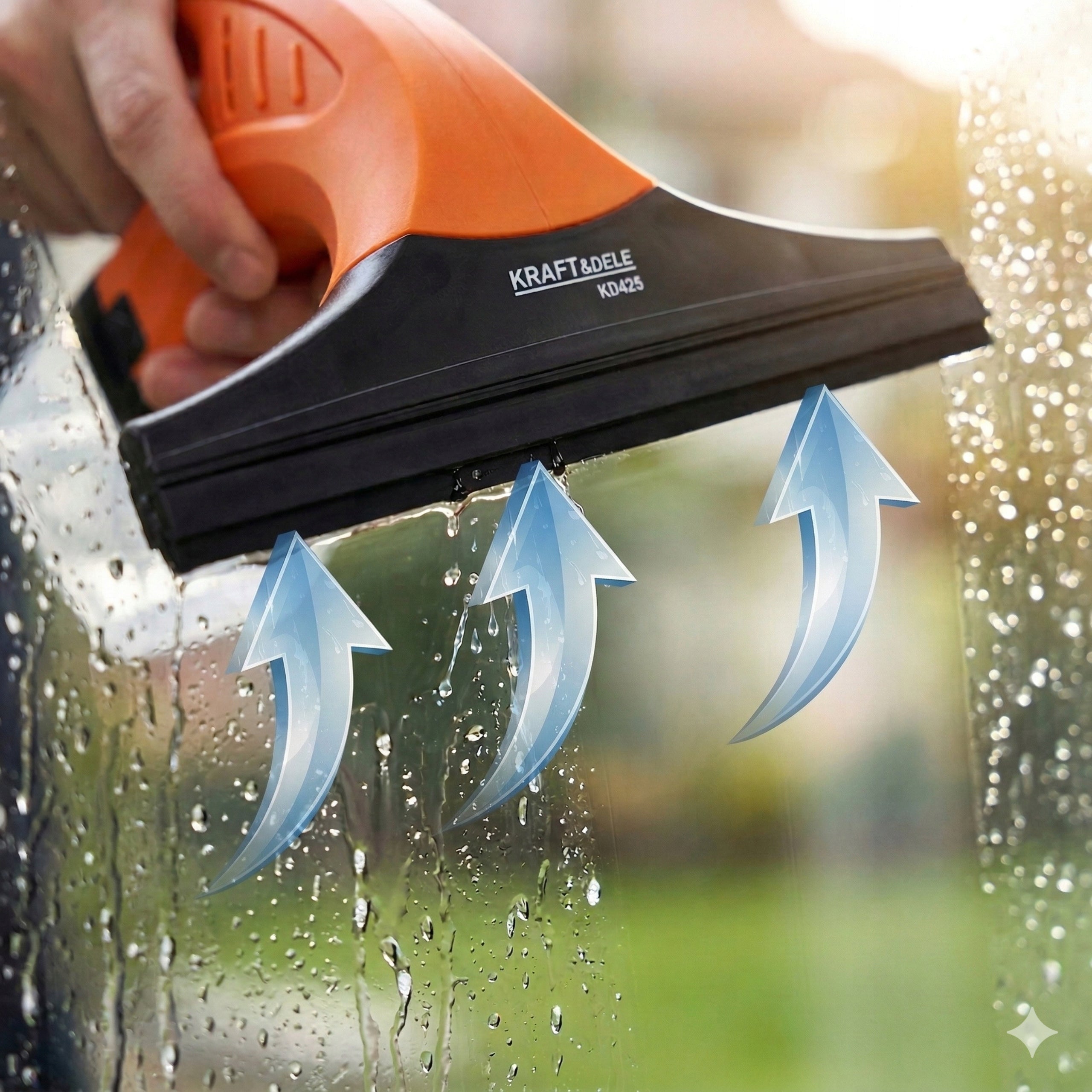 Window Washer Cordless With Sprayer Water Squeegee Microfiber Model KD425