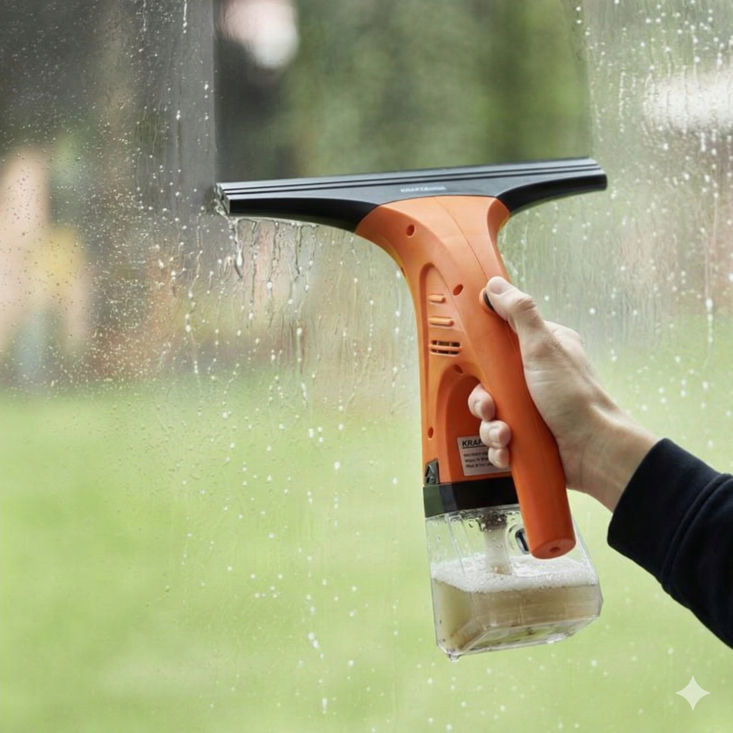Window Washer Cordless With Sprayer Water Squeegee Microfiber Packaging status original