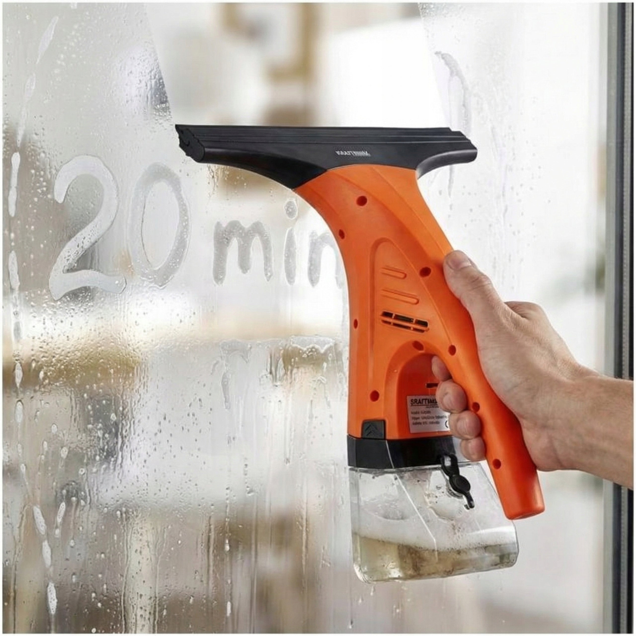 Window Washer Cordless With Sprayer Water Squeegee Microfiber Power 1 W