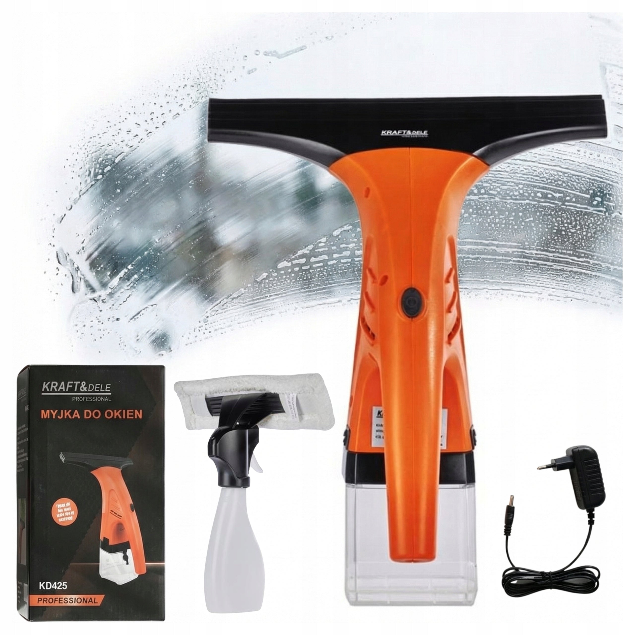 Window Washer Cordless With Sprayer Water Squeegee Microfiber