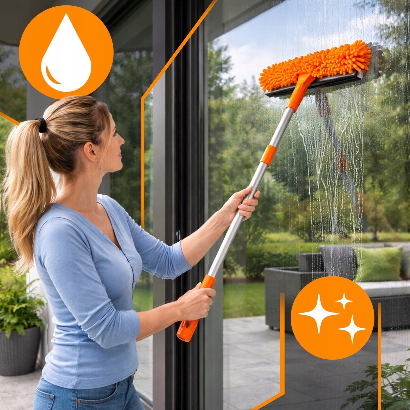 Window Washer Telescopic Squeegee 1,8m Window Washing Panels Brush 3in1 Maximum steam pressure 0 bar