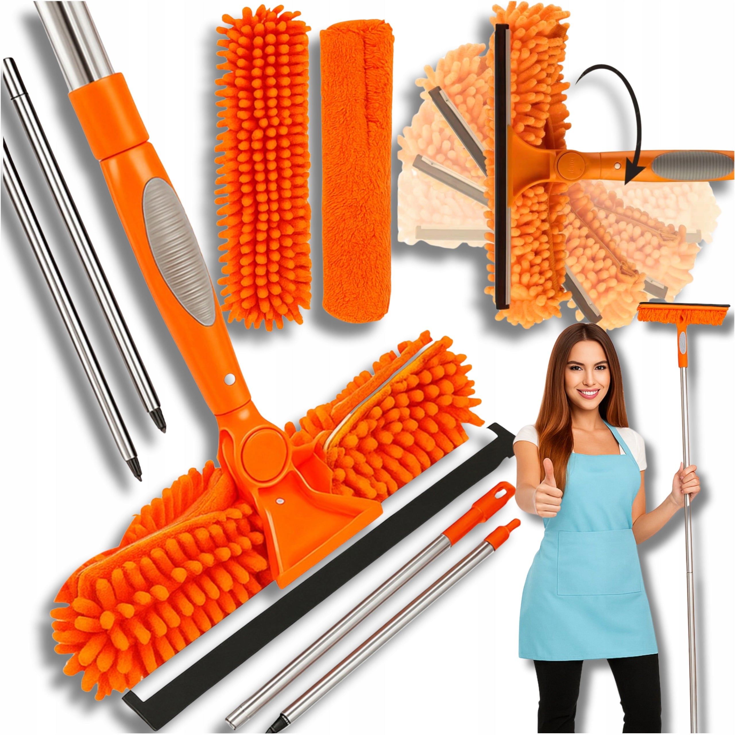 Window Washer Telescopic Squeegee 1,8m Window Washing Panels Brush 3in1