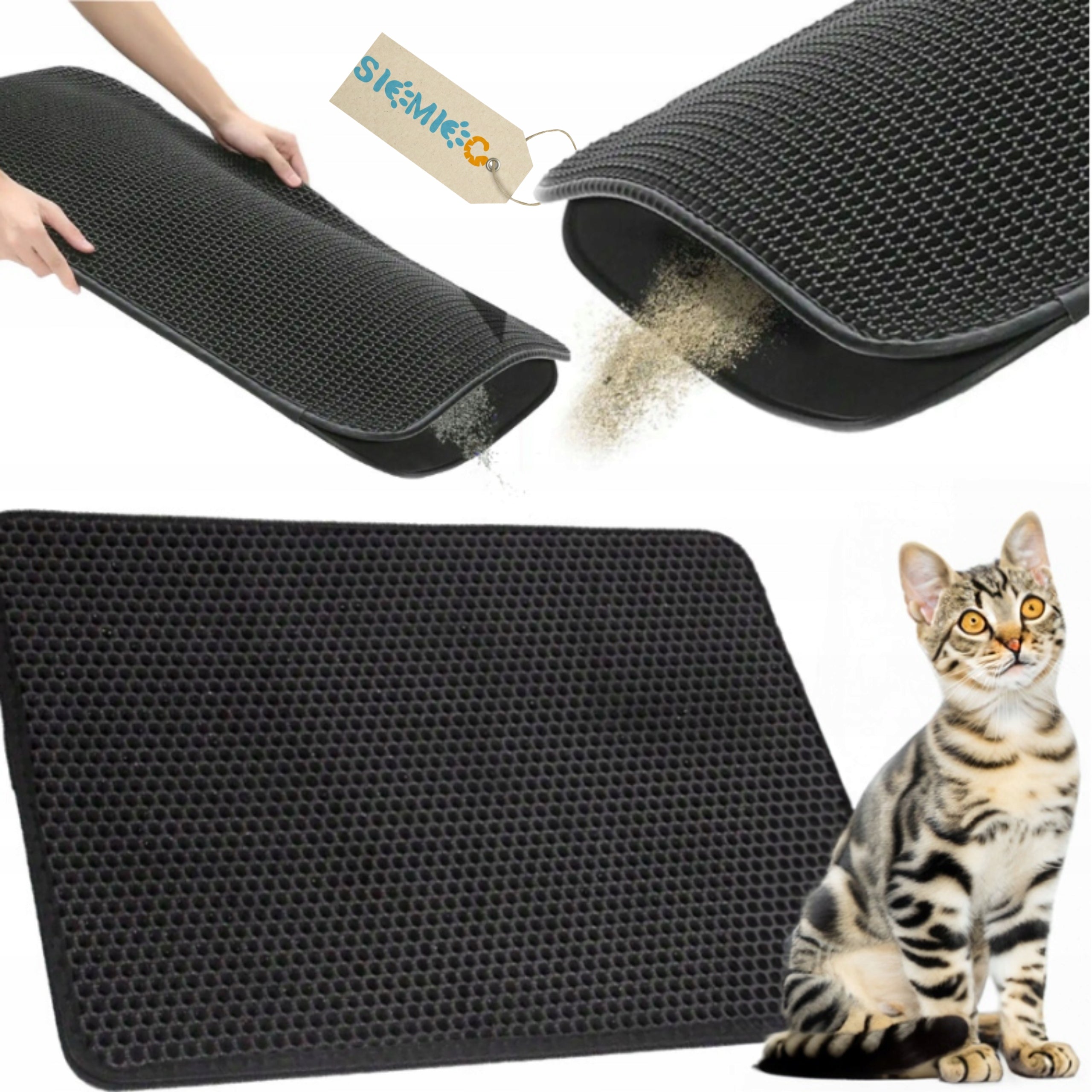 Wiper mat for litter box 120x70 black Practical solution for litter!