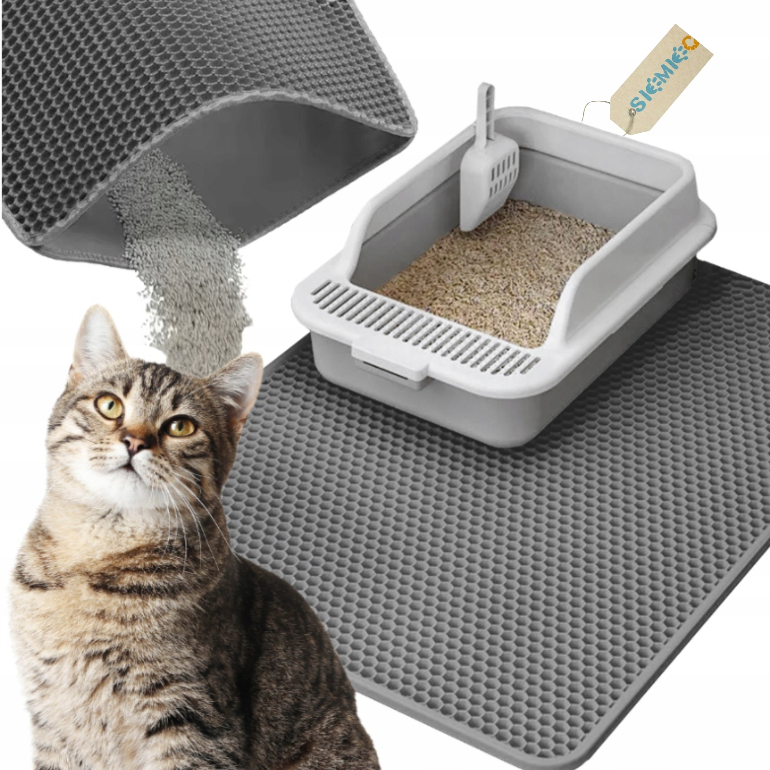 Wiper mat for litter box 120x70 grey Practical solution for litter!