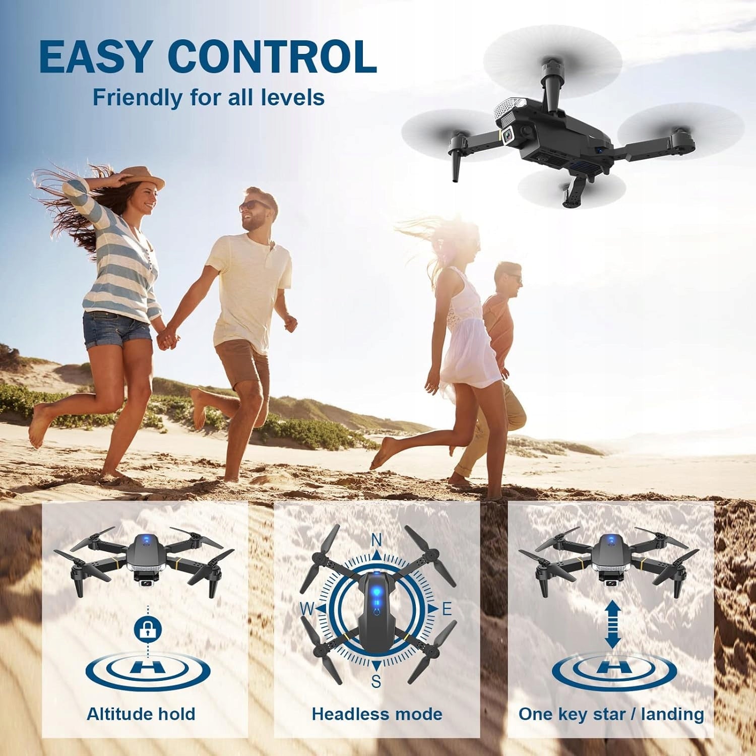 Wipkviey T27 Drone with RC Quadcopter Camera, Drones with 2 Batteries and Case Packaging status original