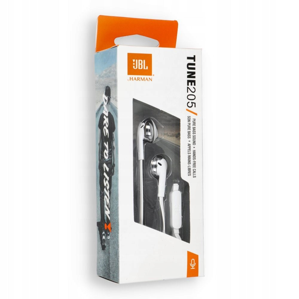 Wired Earbuds Jack 3,5 mm JBL T205 white Manufacturer code T205SR
