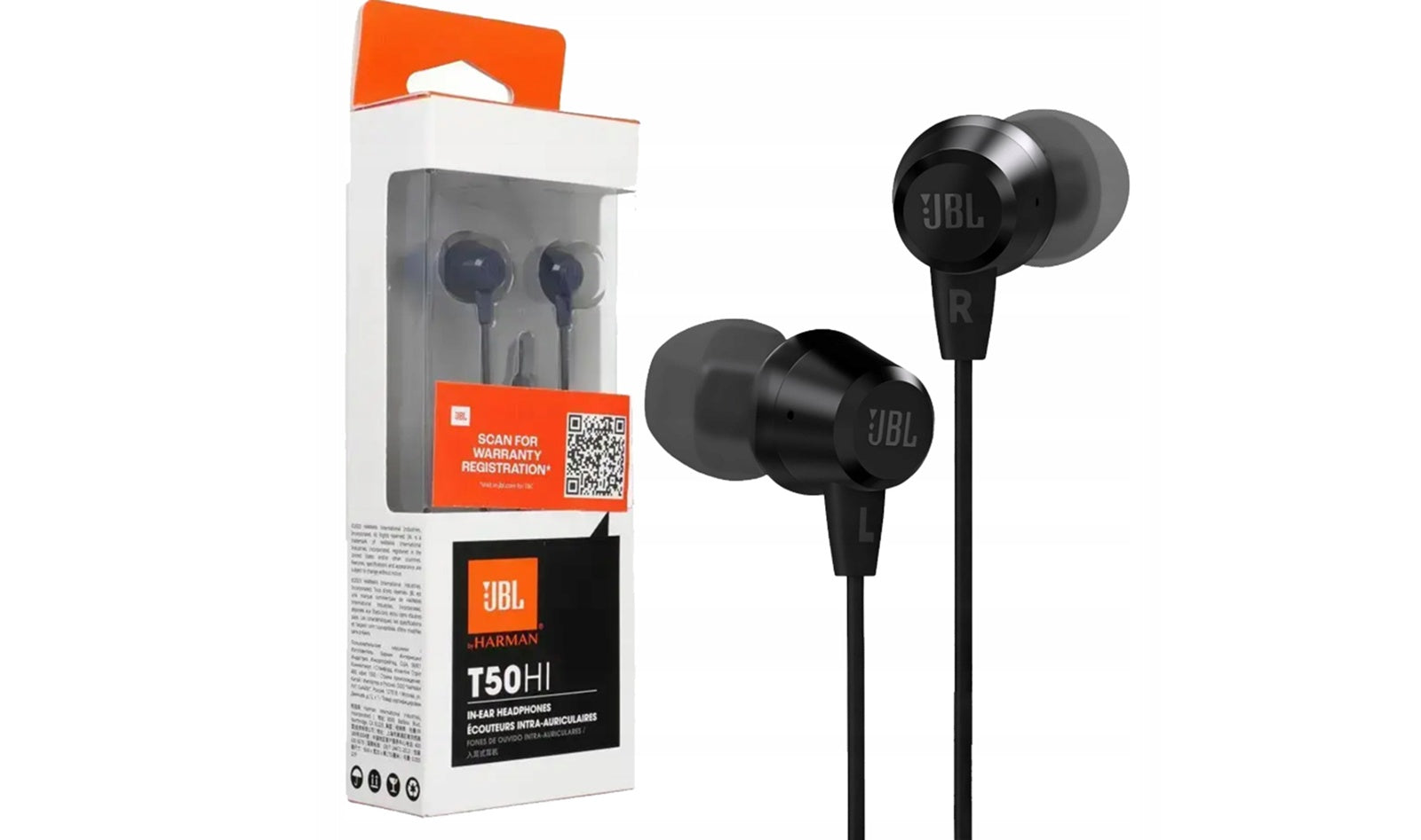 Wired Headphones JBL T50HI Jack 3,5mm In-Ear With Microphone Black