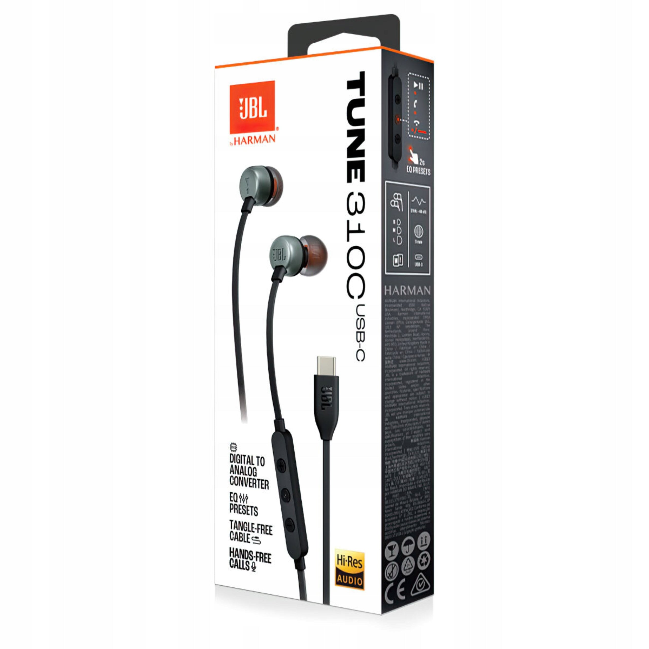 Wired Headphones JBL Tune 310C USB-C In-ear Microphone Black