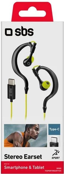 Wired Headphones SBS Sport USB-C Black-yellow Brand SBS