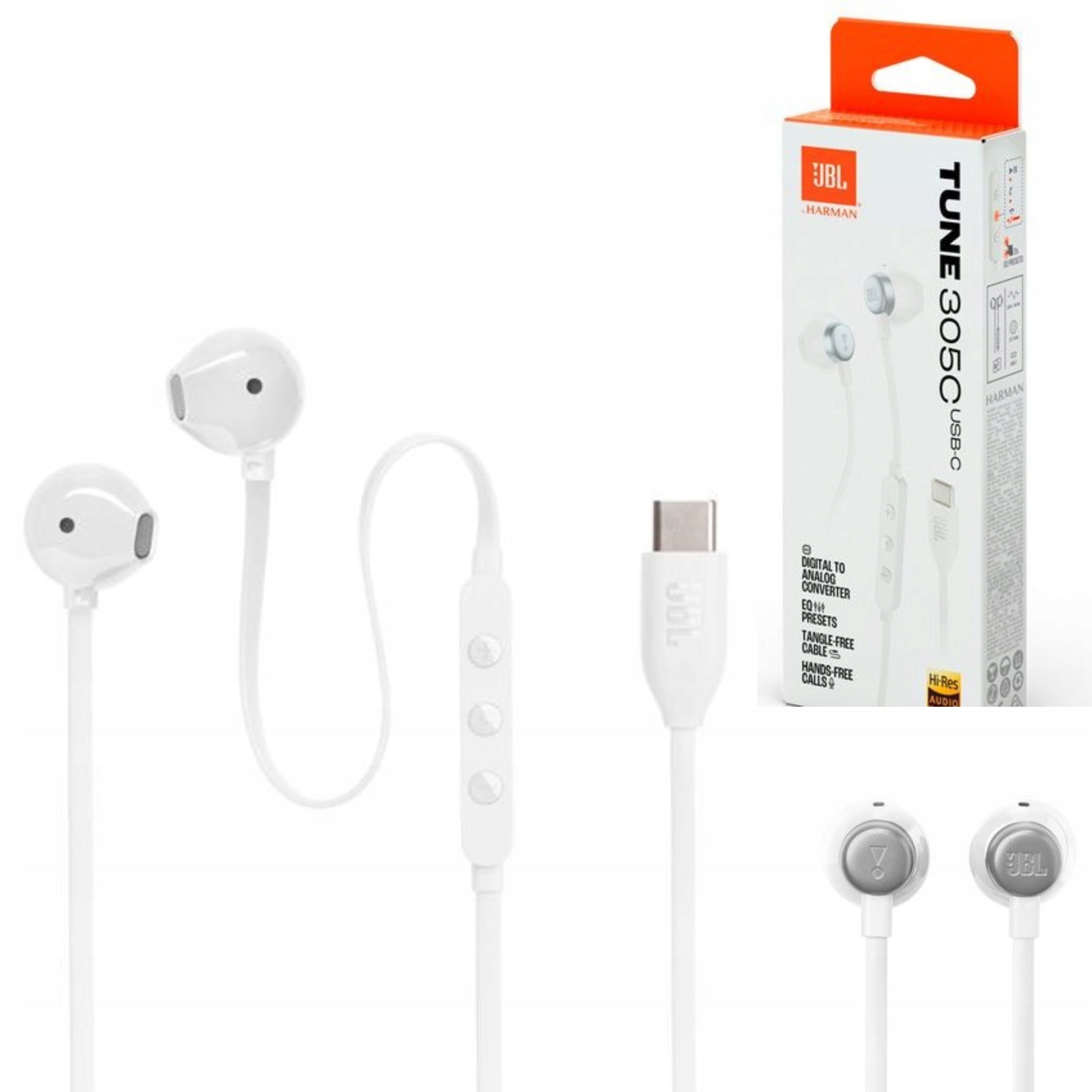 Wired In-Ear Headphones JBL Tune 305C USB-C For Laptop Phone White