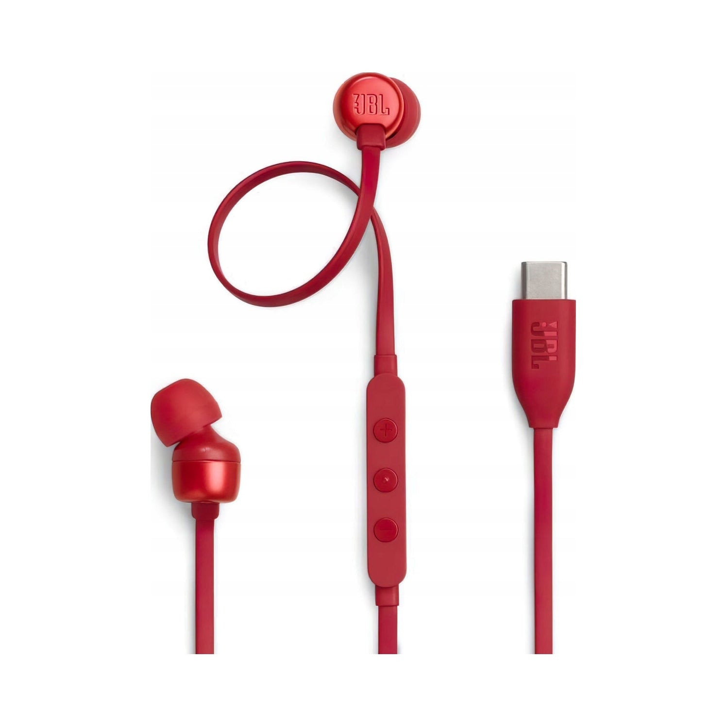 Wired headphones JBL Tune 310C USB-C in-ear microphone red