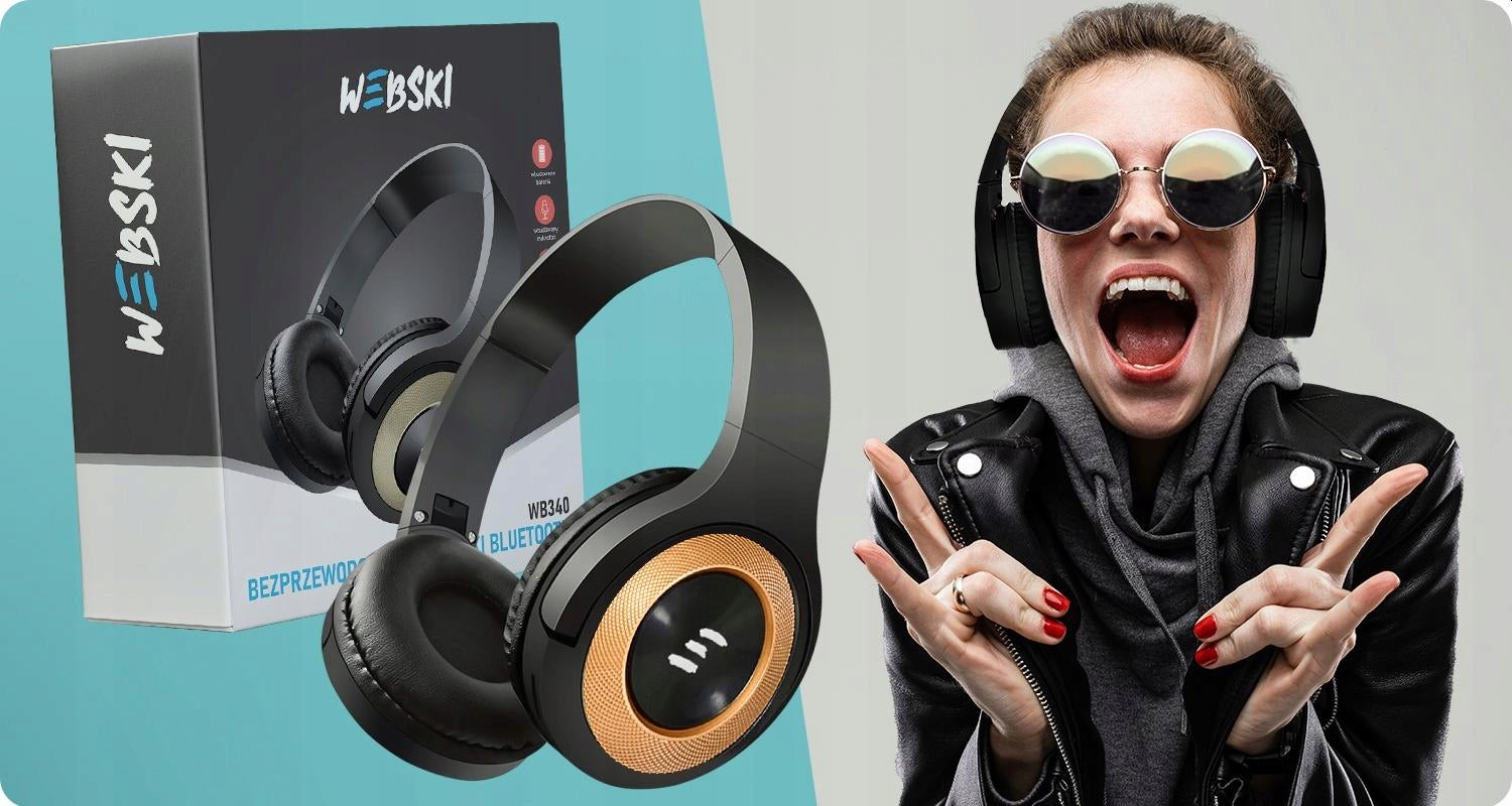 Wireless BT Headphones Bluetooth 5.0 Radio Microphone SD Card Reader Brand Webski