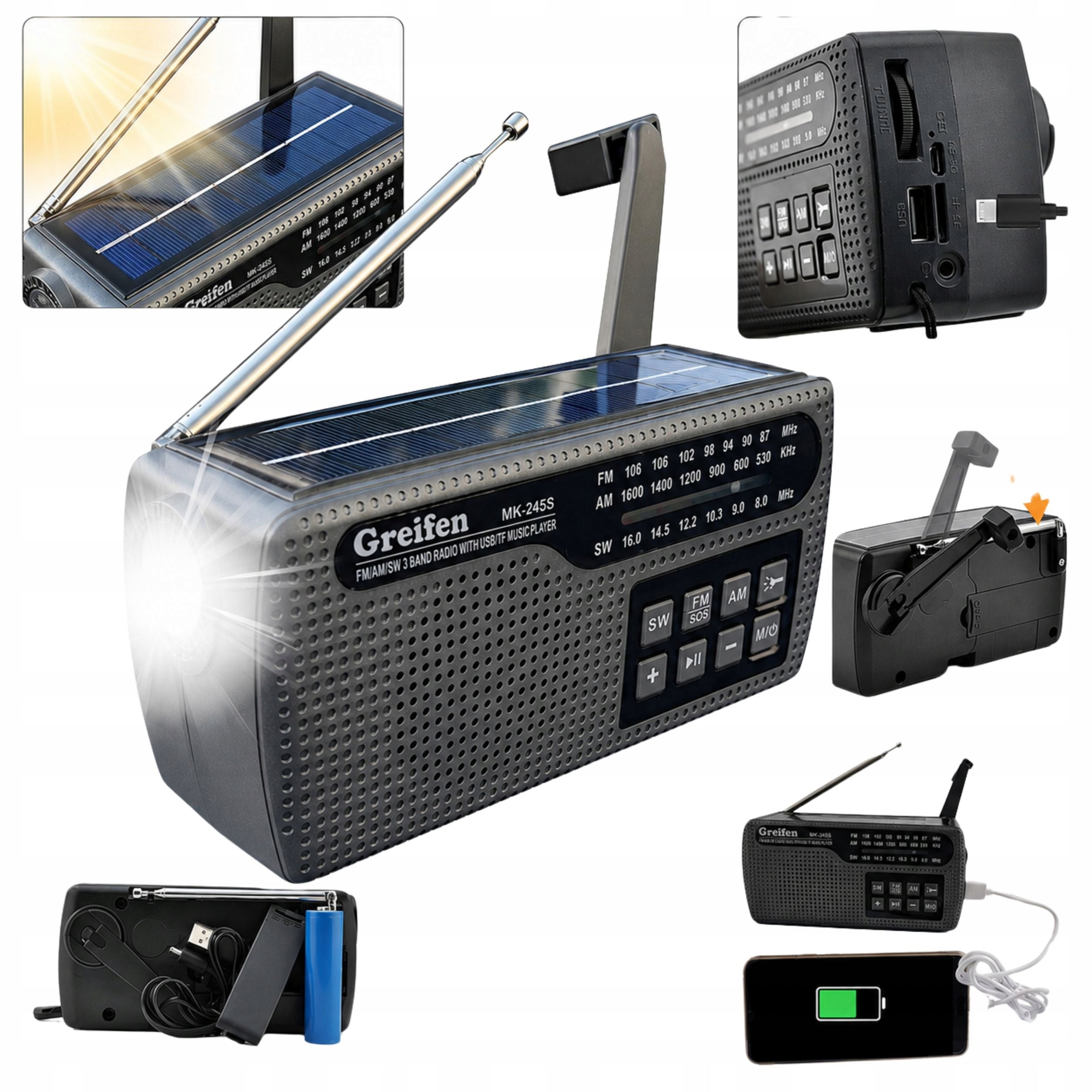 Wireless Beach Radio Solar FM Bluetooth USB Powerbank Solar