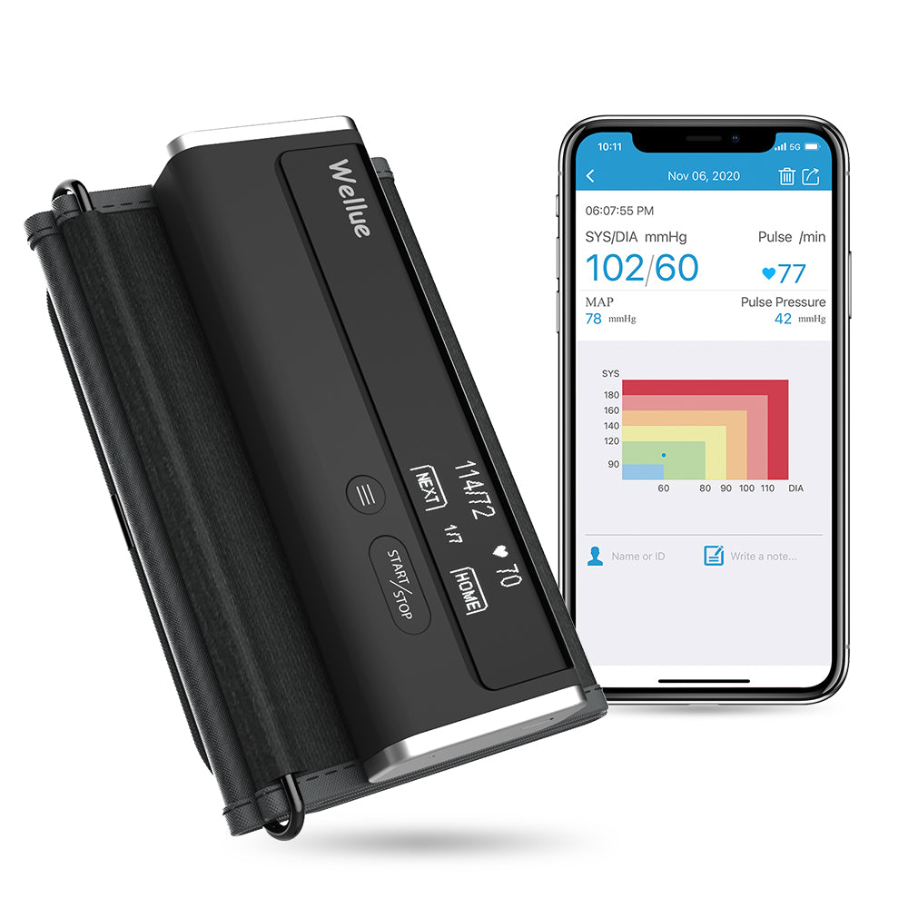 Wireless Blood Pressure Monitor with ECG Interpretation by Ai, Aluminum, App