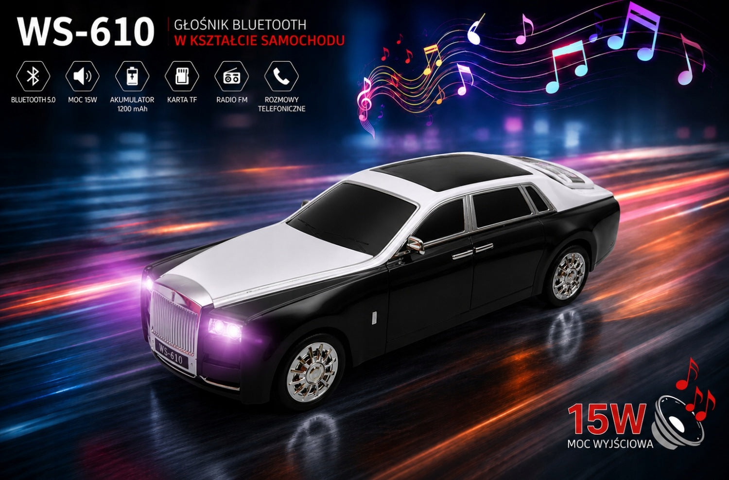 Wireless Bluetooth Car Classic Speaker with Display BLACK Manufacturer code a6440