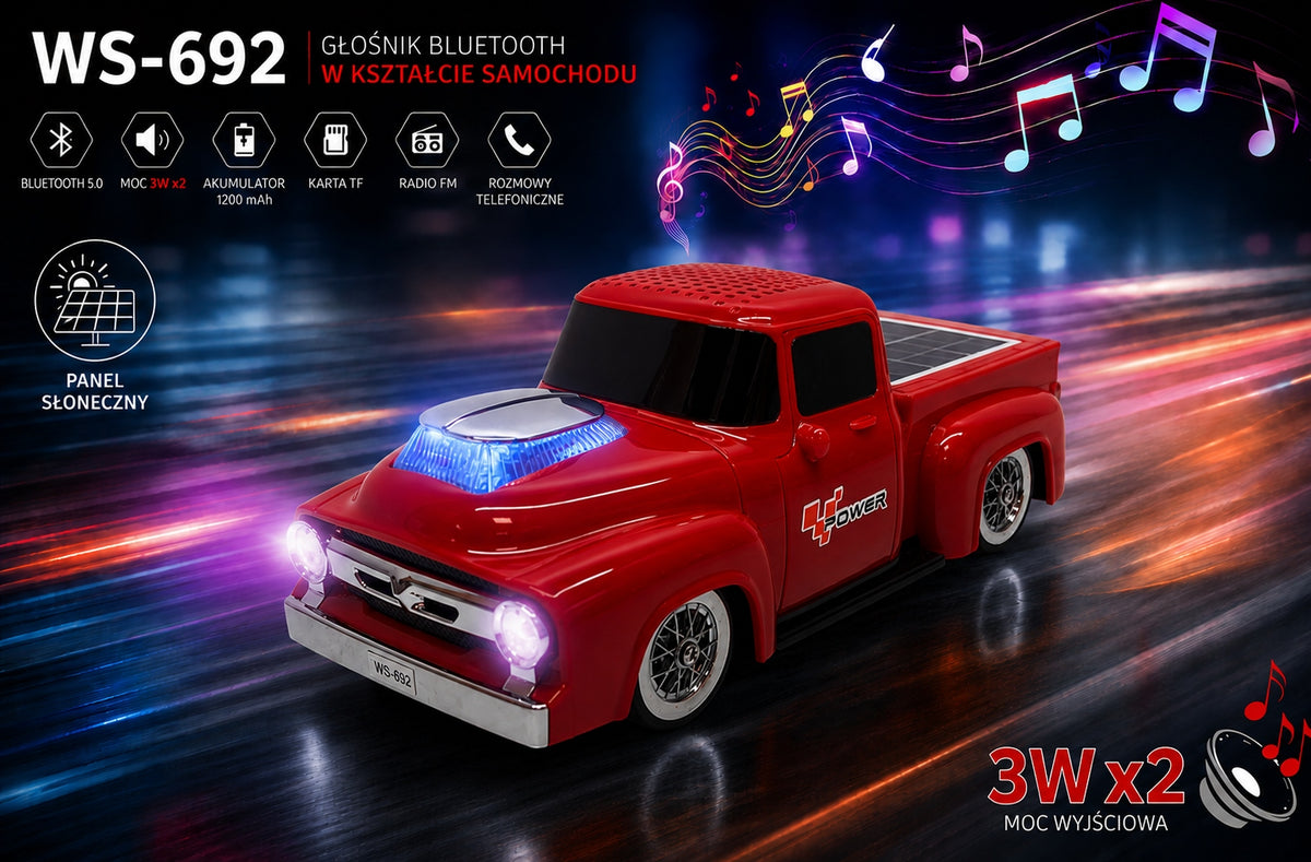 Wireless Bluetooth Car Speaker with Solar Panel WS-692 Manufacturer code a6421
