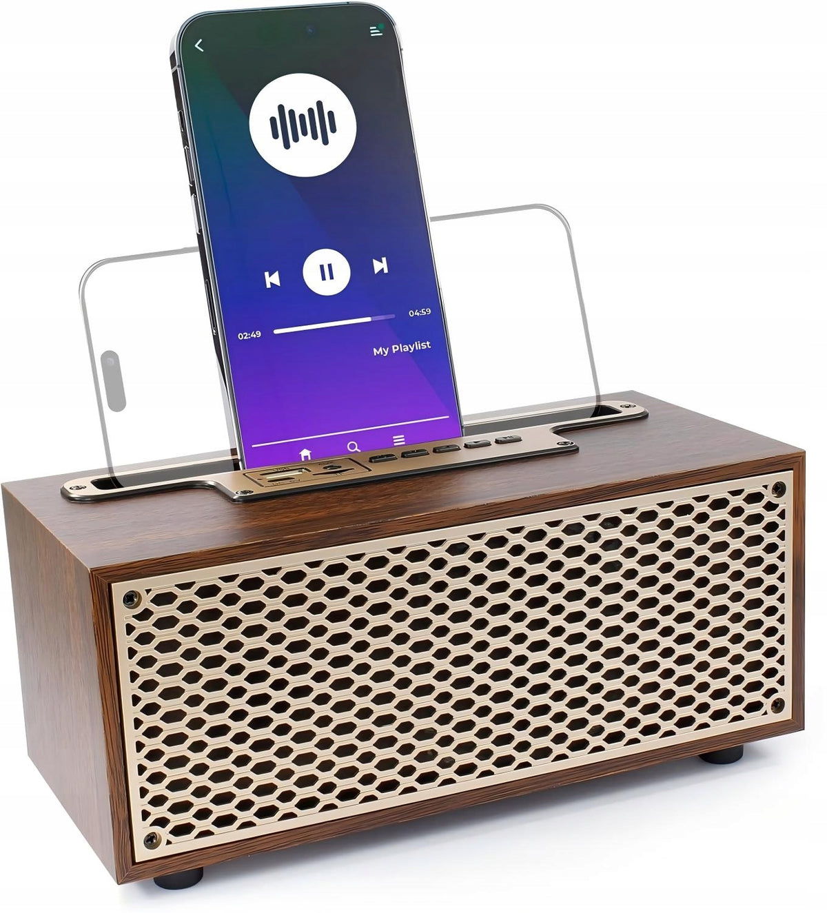 Wireless Bluetooth Speaker 5.0 Retro Wood FM microSD AUX For Home