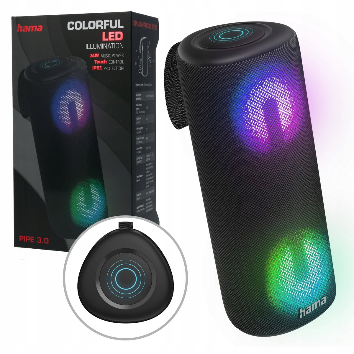 Wireless Bluetooth Speaker Hama Pipe 3.0 Portable Mobile Waterproof