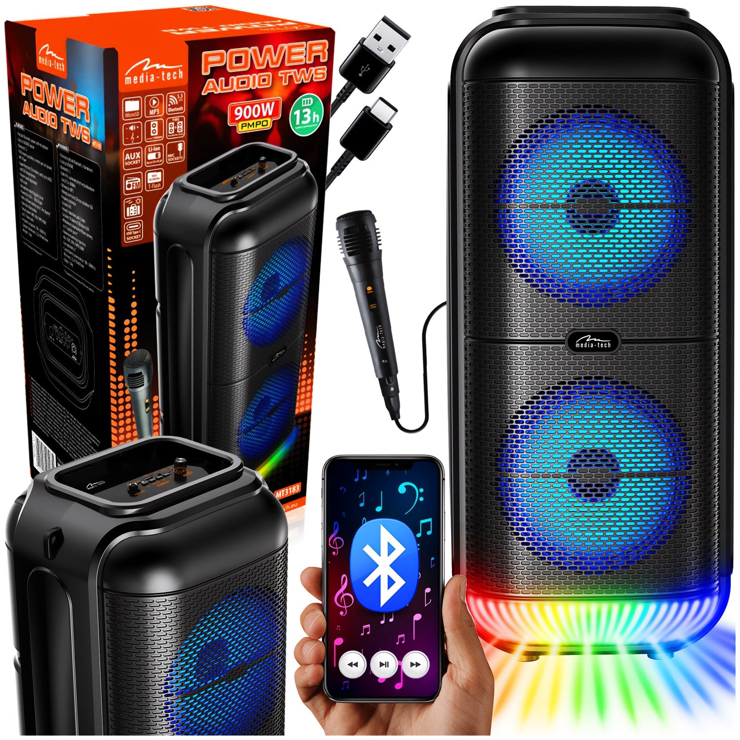 Wireless Bluetooth Speaker Media-Tech BT POWER AUDIO MT3183 USB C EDR