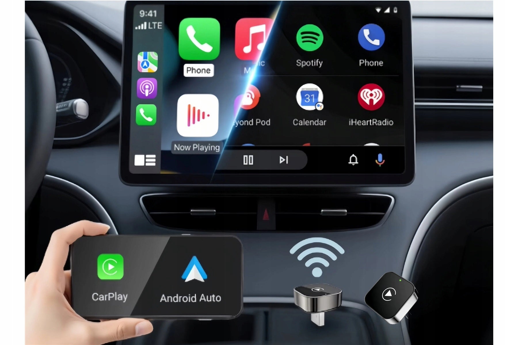 Wireless Car Play Adapter CarPlay iPhone Android Auto Plug&Play Wifi Brand no brand