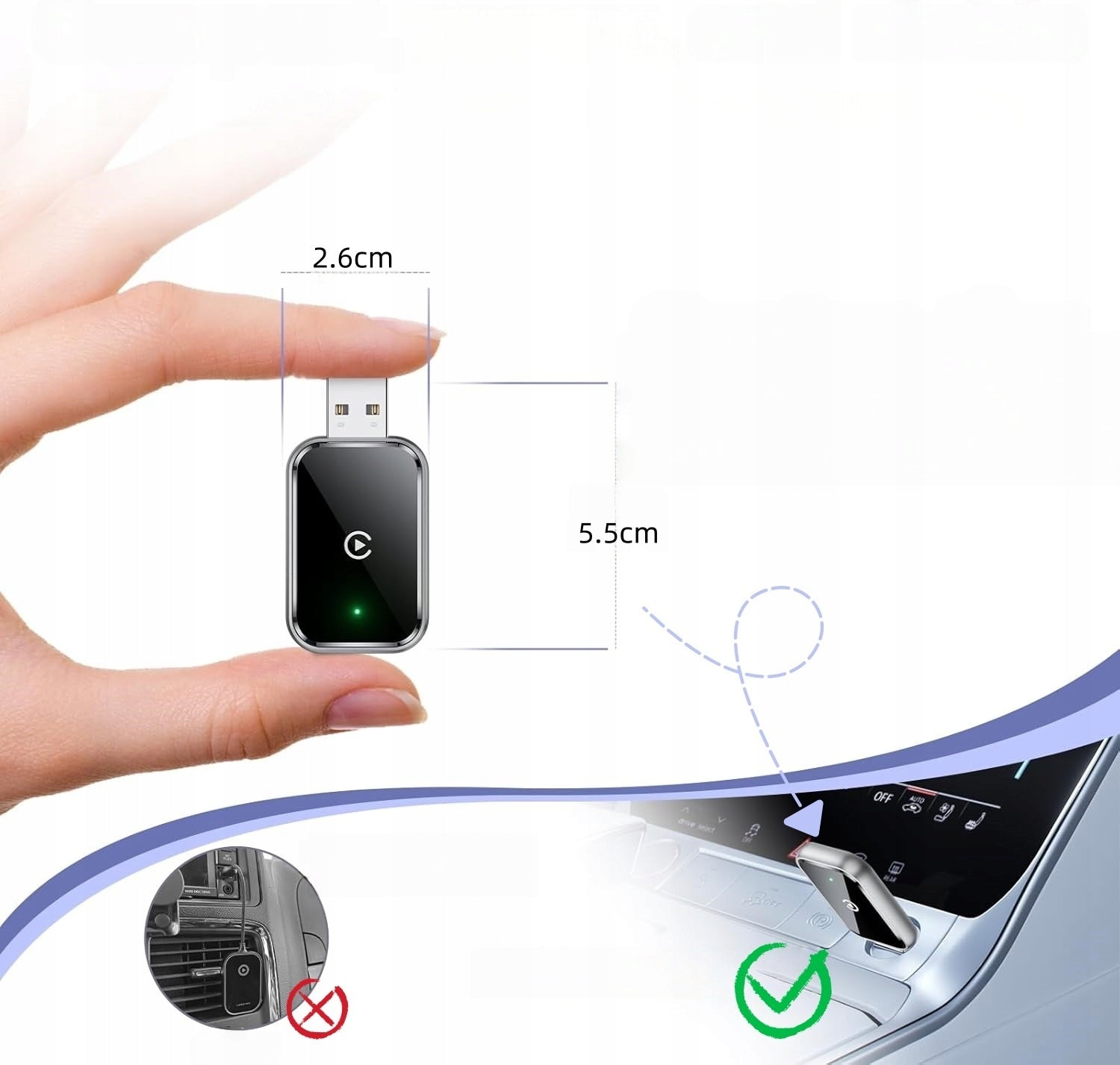 Wireless Carplay Adapter 2in1 mini for iPhone Android Auto Plug&Play Packaging status original