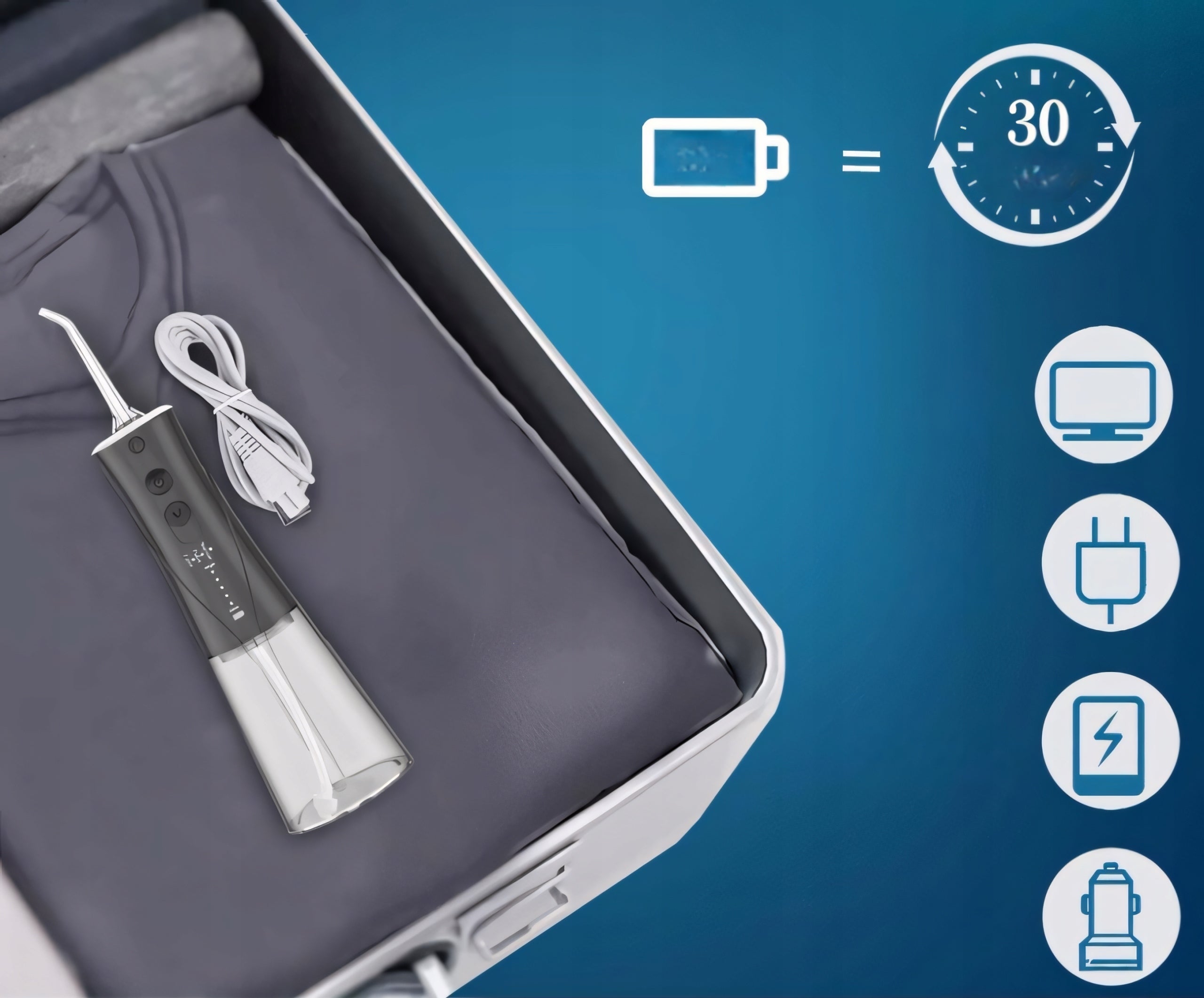 Wireless Dental Irrigator 300ml 6 Nozzles 3 Modes USB Pouch Packaging status original