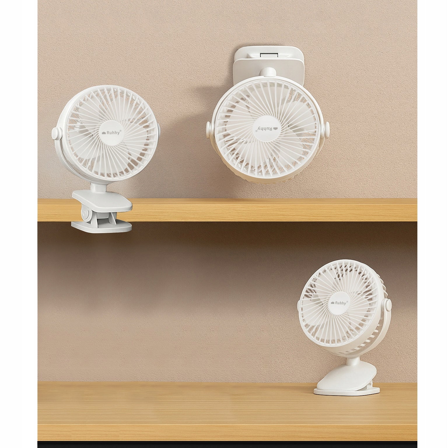 Wireless Fan with Clip Desk Fan Standing USB -C 1200mAh Model Wentylator Bezprzewodowy z Klipsem Wiatrak Stojący